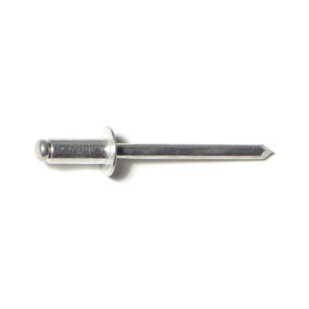 Midwest Fastener Blind Rivet, Dome Head, 3/16 in Dia., 1/4 in L, Aluminum Body, 100 PK 51076